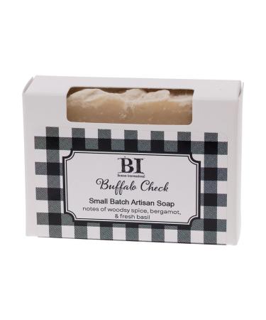 Boston International Scented Bar Soaps Made in the USA Small Batch Artisan Cold Process Soap 4.5 Ounces Buffalo Check (Woodsy Spice Bergamot Fresh Basil)