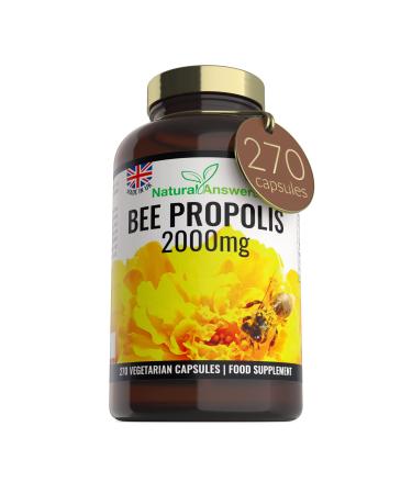 Natural Answers Pure Bee Propolis 2000mg 270 Capsules 135 Servings - 100% Suitable for Vegetarians Bees Propoli