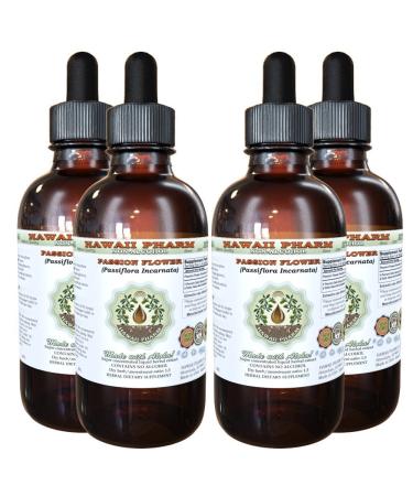 Passion Flower Alcohol-Free Liquid Extract Organic Passion Flower (Passiflora Incarnata) Dried Herb Glycerite Natural Herbal Supplement Hawaii Pharm USA 4x4 fl.oz 4 Fl Oz (Pack of 4)