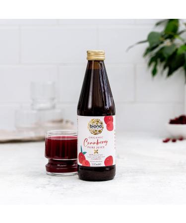 Biona Organic Cranberry Juice 330ml - Pure Pressed Fruit Juice - Freshly Harvested - Free from Preservatives, Sugar & Sweeteners - Buy Online on GoSupps.com