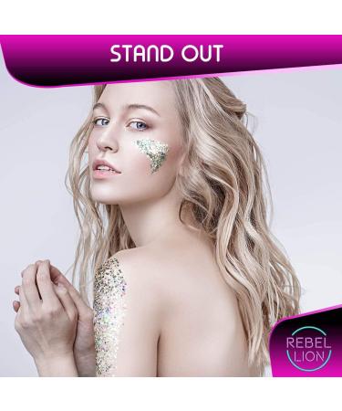  B-Creative Cosmetic Glitter for Face Body & Hair - Silver Holographic Glitter Blend - Festival & Rave Essential Makeup - Includes durable fixed gel so you can shine right out of the box - Buy Online on GoSupps.com