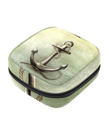 Menstruation pad bag with zipper women's napkin bag tampons collective bags for women and girls (retro anchor) color 1