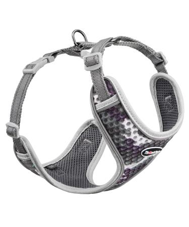 Thinkpet no-pull dog harness leash set breathable chest harness for small medium large dogs adjustable soft running harness safe control padded reflective safety harness (1 Pack) gray