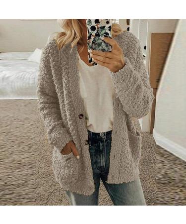 Hanxiulin Oversized Plush Hoodie Jacket for Women - Warm Lined Fleece Coat in Gray - Perfect for Cold Weather - Buy Online on GoSupps.com
