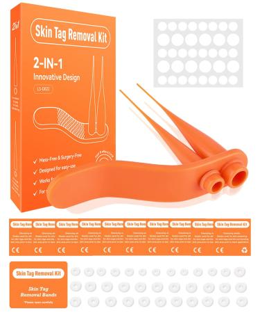 Skin Tag Removal Device Kit for Small to Large Size (2mm to 7mm),2-in-1 Skin Tags Remover Tool (Includes 36x Repair Patches,40x Removal Bands & 10x Cleansing Wipes)