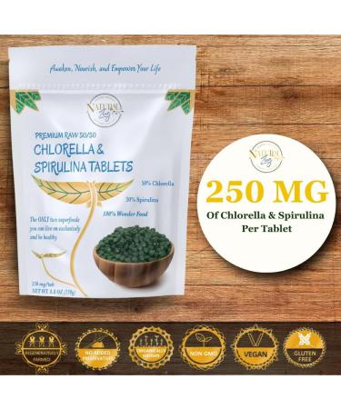 NaturalZing 100% Pure Chlorella/Spirulina Tablets | 1000 250mg Tablets | 60 Servings | 60% Protein | Vegan Protein | Omega 3s | Alkaline | Chlorophyll | Cracked Cell | Grown with Sunlight | Taiwanese - Buy Online on GoSupps.com