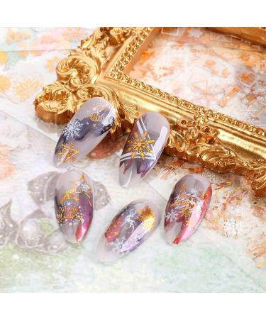 8 Sheets Christmas Nail Art Stickers Decals Self-Adhesive Gold White Winter Snowflakes Nail Supplies Nail Art Design Decoration Accessories - Buy Online on GoSupps.com