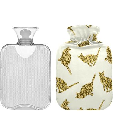 NAANLE Leopard Pattern Hot Water Bottle 2L | Cat Motif | Large for Bed & Heat Therapy | Transparent | Cold & Hot Use - Buy Online on GoSupps.com