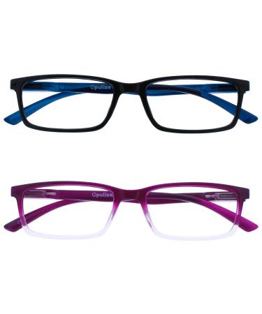 Opulize sea glasses Blue light filter narrow frame spring hinges improve the sleep computer glasses gaming reflective men B9 +0.00 diopters black / purple