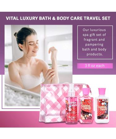 Vital Luxury Bath and Body Gift Set Cotton Candy Scented 3-Piece Travel Size Collection Shower Gel Body Lotion Body Mist 3 Fl Oz Each (Cotton Candy) - Buy Online on GoSupps.com
