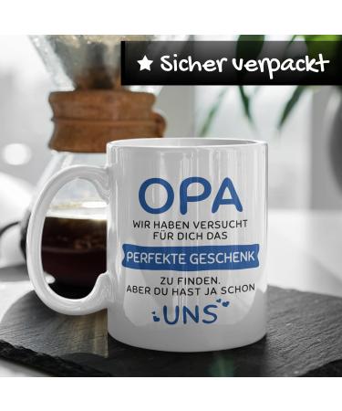 Unique Grandma & Grandpa Gift Set with Spoons | Ceramic Cups & Spoons | Perfect Christmas Gifts | 330ml Red & Blue Set - Buy Online on GoSupps.com