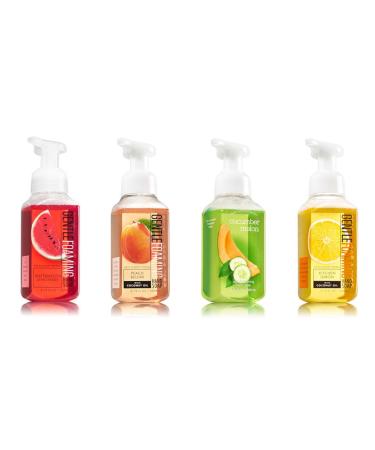 Bath and Body Works Summer Collection 4 Pack - Watermelon Lemonade + Peach Bellini + Cucumber Melon + Kitchen Lemon Foaming Hand Soaps