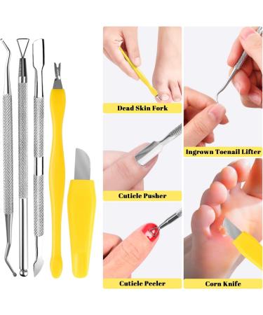 Foot File Pedicure Set 30 in 1 Foot Files Foot Care Scrubber Kit Hard Skin Remover Feet Scrub for Women Men Salon or Home Yellow - Buy Online on GoSupps.com