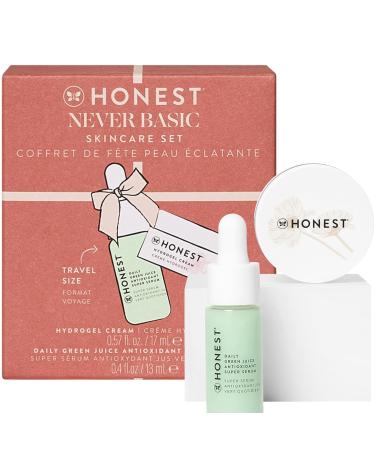 Honest Beauty Never Basic Skincare Duo | Mini Hyaluronic Acid Infused Hydrogel Cream (0.57 fl oz) + Mini Green Juice Antioxidant Serum (0.4 fl oz) | EWG Verified Vegan + Cruelty Free