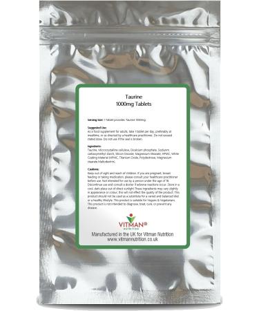L-Taurine 1000mg High Strength Energy Supplement for Endurance & Muscle Pump - 90 Tablets by VitMan Nutrition - Buy Online on GoSupps.com