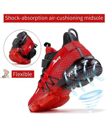JMFCHI Kids' Knitted Mesh Sports Shoes - Lightweight Breathable Running Sneakers for Boys and Girls - Black/Red-8100 - Buy Online on GoSupps.com