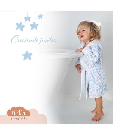 Buy Ti Tin Ferry Children's Bathrobe - 100% Cotton Blue with Star Print | Ideal for Ages 5-6 (105-116 cm) - Perfect for International Shipping - Buy Online on GoSupps.com