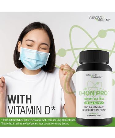 Q-Ion Pro - Immune Defense Formula - 90 Day Supply - Natural Immune Support Supplement - Promote Healthy Immune Response & Immune System - High in Antioxidants - Vitamin C Vitamin D3 Zinc Turmeric - Buy Online on GoSupps.com