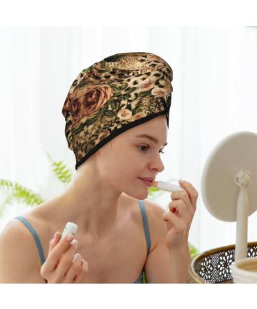 Striped Leopard Coral Velvet Dry Hair Cap | Quick-Dry Towel Wrap for Women & Men | Perfect for Travel & Home - Buy Online on GoSupps.com