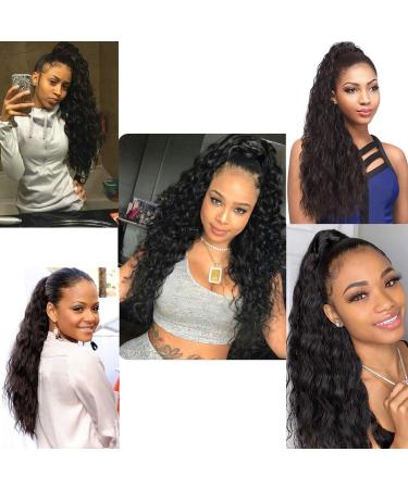 DODOING Kinky Curly Wrap Around Yaki Ponytail Extension Long Wavy Synthetic Hair Extensions Clip in Ponytail for Women Beauty and Fashion 1# Black Brown-Wrap Around - Buy Online on GoSupps.com