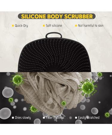 VWMYQ Silicone Body Scrubber for Men - Ergonomic No-Slip Handle Effective Cleaning & Rich Foam Premium Body Exfoliator Long-Lasting & Easy to Clean - Elegant Black - Buy Online on GoSupps.com