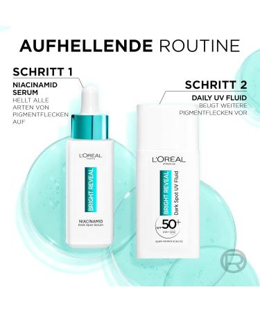L'Oral Paris LSF Routine: Niacinamide XXL Serum & UV Fluid LSF50 for Radiant Skin | Bright Reveal Dark Spot Serum & Nursing Set - Buy Online on GoSupps.com