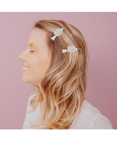 2PCS Crystal Hair Clips Rhinestone Flower Hair Clip Bling Hair Accessories for Women Bride Bridesmaid French Hairpins Fancy Hair Barrettes Hair Jewelry - Buy Online on GoSupps.com