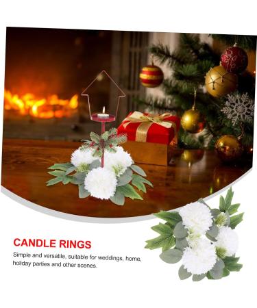LIFKICH Wedding Candle Wreath Flower Ball Candle Holder Flowers Ring Silk Flower White Candle Rings Wreaths White 28.00X28.00X8.00CM - Buy Online on GoSupps.com
