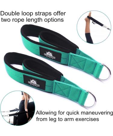 Lights Mountain Pilates Double Loop Straps - 1 Pair, D-Ring Handle, Yoga Exercise Accessories for Home Gym - Lake Green M - Buy Online on GoSupps.com