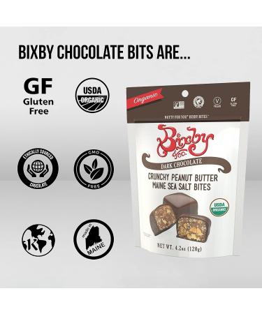 Bixby Organic Dark Chocolate Peanut Butter Sea Salt Bites - Gluten Free, Kosher, Non-GMO - 4.2oz Bags (Pack of 6) - Resealable Dark Chocolate Clusters - Buy Online on GoSupps.com