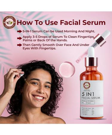 5in1 facial serum antiaging facial serum with vitamin C hyaluronic acid vitamin E brightening serum for dark spots even skin tone eye area fine lines and wrinkles 30 ml - Buy Online on GoSupps.com