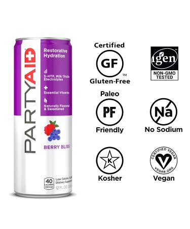 Partyaid Rehab Blend - Feel Good Tonight & Tomorrow | 5-HTP, B-Complex, Milk Thistle, Caffeine-Free, 12 Fl Oz Can - Buy Online on GoSupps.com