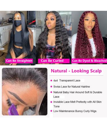 WENYU Deep Wave Transparent Lace Front Human Hair Wig - 150% Density Curly Lace Frontal Closure for Black Women - Buy Online on GoSupps.com