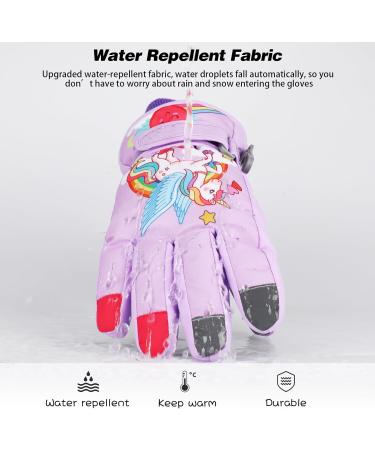 QKURT Children's Skiing Gloves | Thick Warm Winter Gloves for Ages 2-13 | Windproof Snow-Feds | Cold Weather Gear in Violet - Buy Online on GoSupps.com