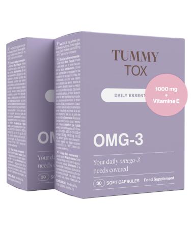 Omega 3 1000 mg 500 mg EPA and 250 mg DHA with added vitamin E. No fish aftertaste 60 day supply - OMG-3 Tummy Tox