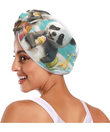 Raccoon Surfer & Sloth Panda Hair Towel 2 Pack | Super Absorbent Quick Dry Turbans for Women & Girls - Buy Online on GoSupps.com