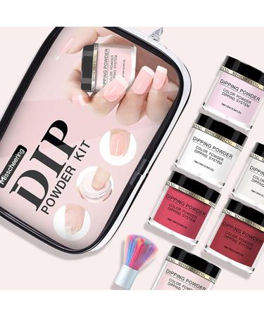 MKNZOME 6 Colors Dip Powder Nail Kit Nude Pink White Dipping Powder Starter Kit Nail Powder Nail Accessories Nail Art Set Nail Kit for Beginners Dip Manicure Kits Gift for Girls and Women #1 - Buy Online on GoSupps.com