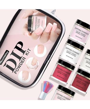 Roseflower Dipping Powder Nails Kit - 6 Colors Nude Dip Powder Starter Set with Base & Top Coat - DIY Salon Quality Manicure at Home - Buy Online on GoSupps.com
