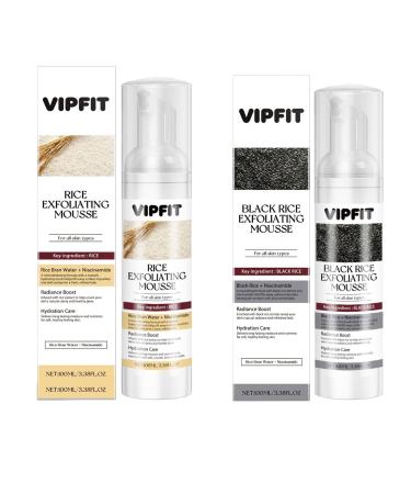 Black & Rice Exfoliating Mousse Set Gentle Foaming Exfoliants with Rice Bran Water Black Rice Extract Niacinamide & Hyaluronic Acid Face & Body Care Set (2 pcs) 2 pcs 3.38 Fl Oz (Pack of 1)