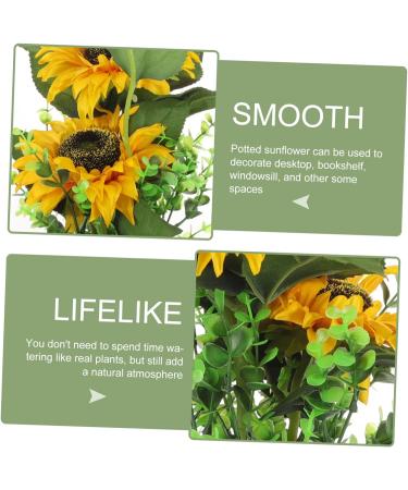 LIFKICH Artificial Potted Flower Faux Potted Plants Potted Sunflower Plastic Fake Potted Flower Desktop Faux Sunflower Arrangement Mini Potted Plant - Buy Online on GoSupps.com
