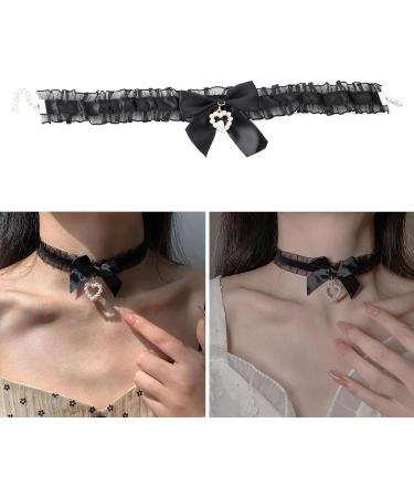 Oralgos Elegant Lace Heart Pendant Necklace for Women - Modern Pearl Collar Chain Decoration - Buy Online on GoSupps.com