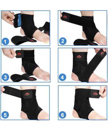Adjustable Compression Ankle Braces 2PCS for Men & Women Breathable Support for Sprains, Sports Injuries - Large Classic Black - Buy Online on GoSupps.com