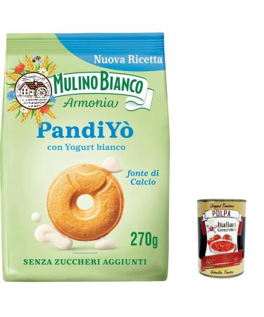 Italian Gourmet E.R. Mulino Bianco Pandiyo Pack of 6 sugar-free biscuits with yogurt and cereals 270g + gourmet Italian polpa 400g