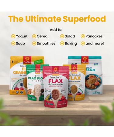 CanMar Ground Milled Golden Roasted Organic Flax Seed (1.2 Kg) Vegan Organic Flaxseed Ground - Non-GMO Gluten Free - Organic Flax Seeds - Ground Flaxseed Meal with Omega-3 Fiber - Linseed Flax Powder - Buy Online on GoSupps.com