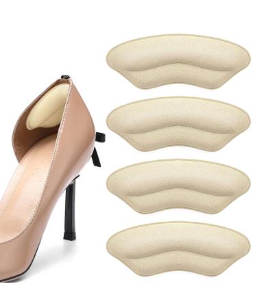 2 Pairs Heel Pads for Shoes Filler Improved Shoe Fit and Comfort Heel Grips Liner Cushions Inserts for Loose Shoes Anti Slip Shoe Filler Make Shoes Fit Tighter Beige