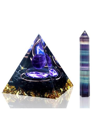 Crystal Pyramid Ogan Chakra Crushed Stone Moonstone Crystal Energy Tower Nature Reiki Stone Jewelry Health Protection Positive Energy Generator to Attract Wealth and Wisdom (Color: I)