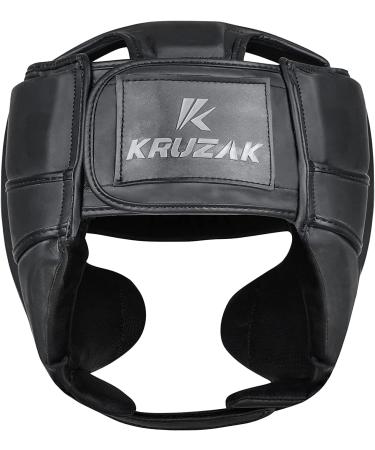 Kruzak Unisex Boxing Headgear - Adjustable Padded MMA Training Gear for Kickboxing & Martial Arts - Matte Black, Small-Medium - Buy Online on GoSupps.com