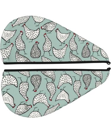 Hair Towel Wrap & Turban - Quick Drying Hair Towel with Button | Hand Drawn Chickens Design - Buy Online on GoSupps.com