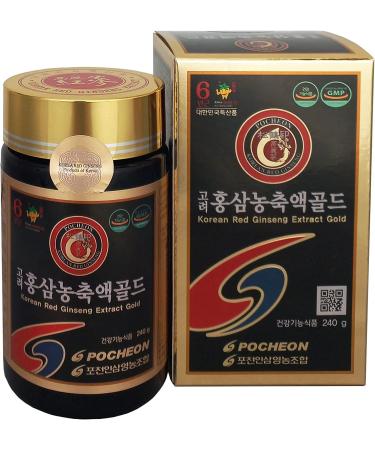 Pocheon 240g(8.5oz) 100% Pure Korean 6years Root Panax Red Ginseng Extract Gold TOP Ginsenoside Saponin Ginseng Herbal Supplement Natural Immune Support