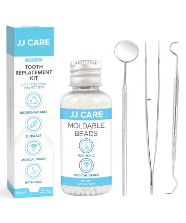 JJ CARE Temporary Tooth Replacement Kit with Dental Tools  Moldable Thermoplastic Beads Tooth Filler for Gaps  Missing or Broken Tooth  DIY Chipped Tooth Repair Kit for up to 20 Teeth Repair
